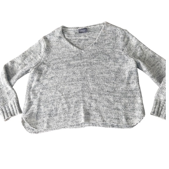 Wooden Ships Sweaters - Wooden Ships Grey Marl Mohair Wool Blend‎ V-Neck Chunky Knit Sweater Women OS